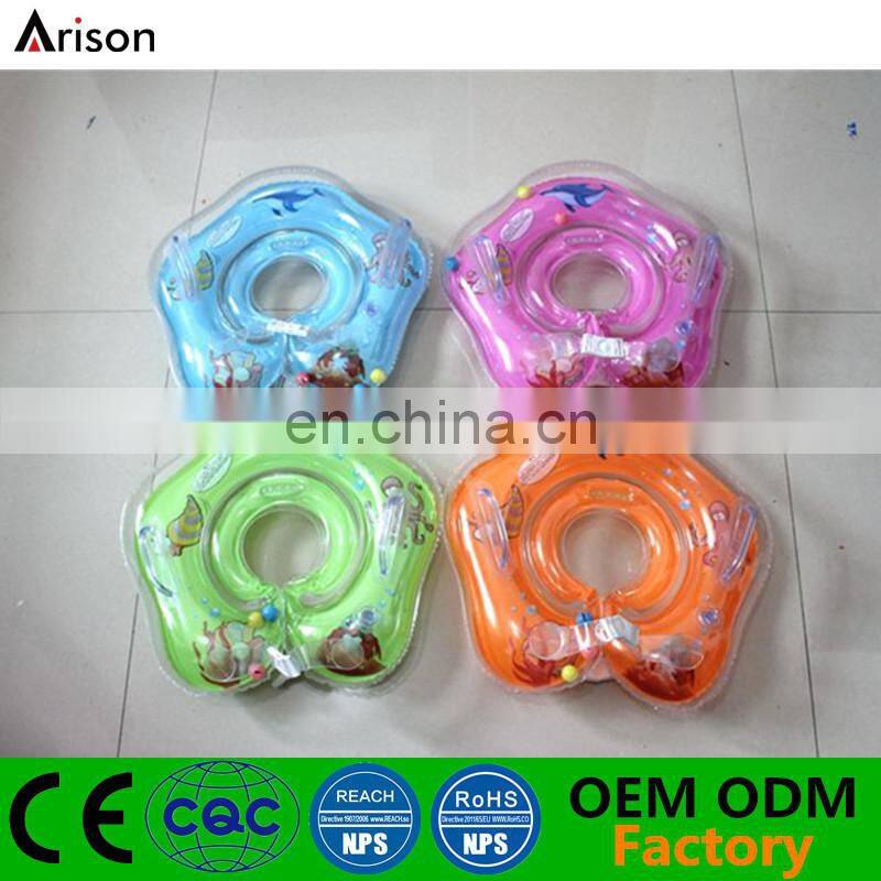 Factory stocked environmental PVC inflatable baby neck ring new-born baby bath ring with two chambers