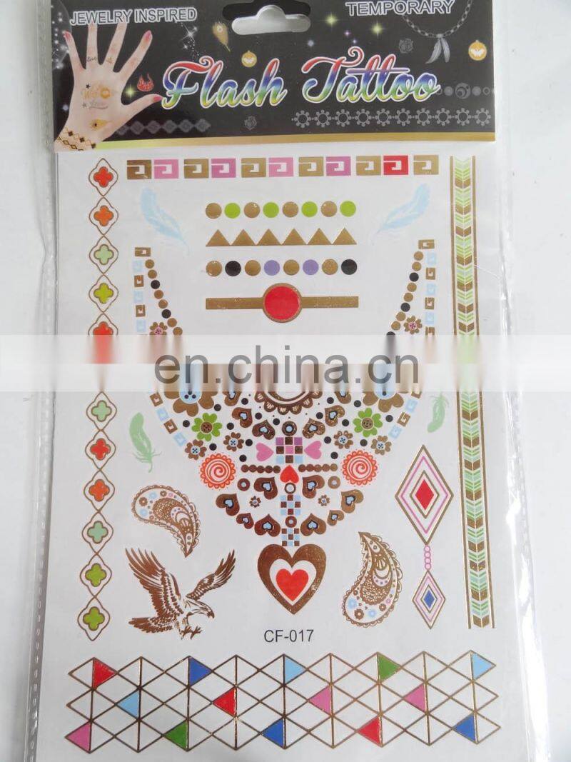2015 new design metallic temporary tattoo