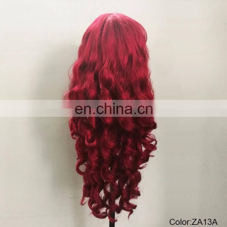 Carnival red curl long party wigs P-W203
