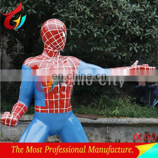 High Quality Superhero Charactor Life Size Spiderman Fiberglass Statue