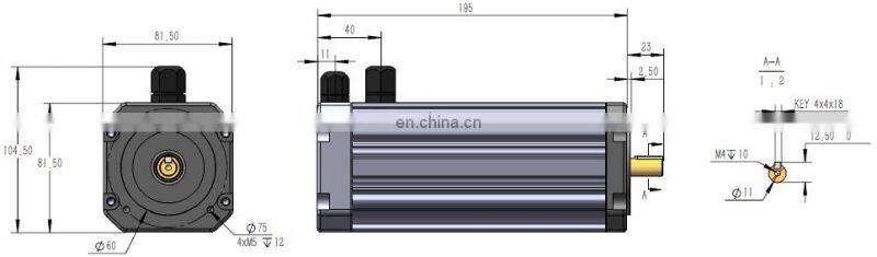 high efficiency BLDC Motor 24V 1500W 1200RPM B34 mounting 240L with junkbox