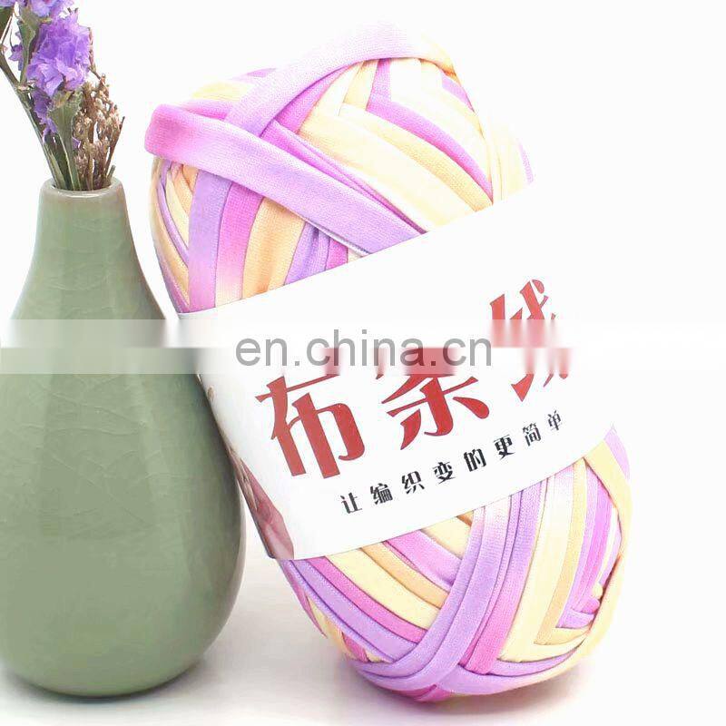 China yarn factory 100% polyester maccaroni tshirt yarn for hand knitting