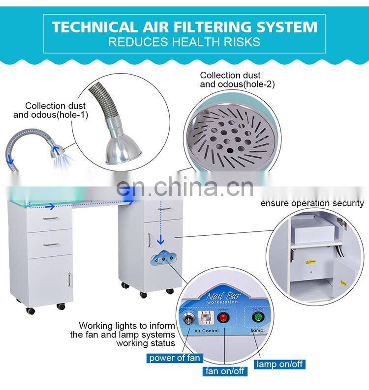 Modern beauty nail salon manicure table with fan