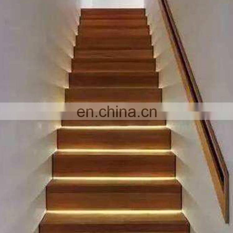 LED Home Used Straight Floating Staircase with Safety solid wood Stairs Steps