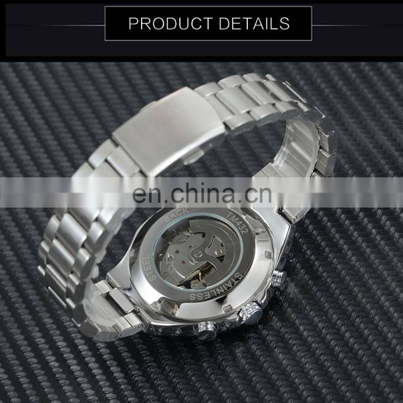 WINNER 432 Gold Fashion Gentlemen Mechanical Automatic Luxury Watch Stainless Steel Waterproof Wristwatches Wholesale Watches