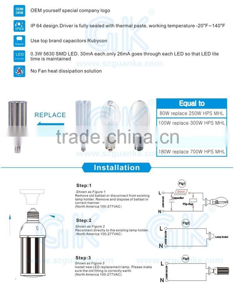 Petrol station light 250w replacement led street light 100w 80w 100w 125w 150w UL approval