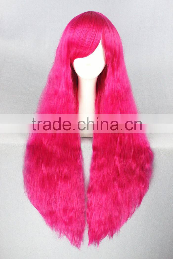 cheap wholesale long curly 70cm rose pink cosplay Lolita synthetic women party wig