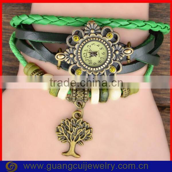 Fashion leather braided strap watch