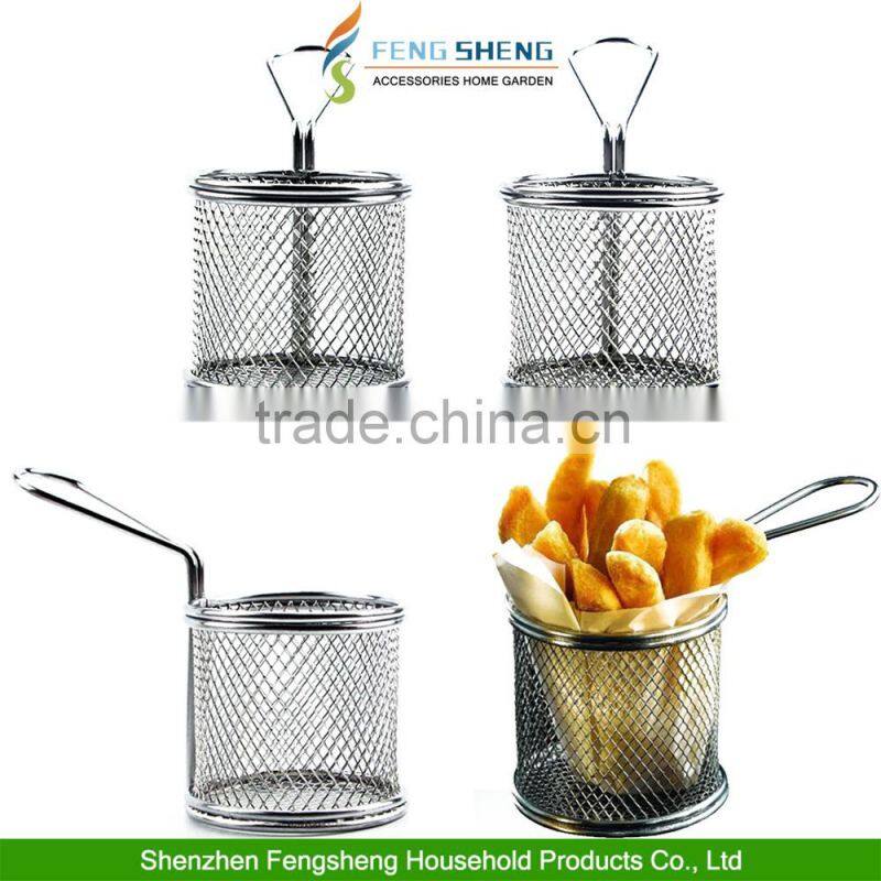 Mini Chrome Chip Fryer Serving Food Presentation Basket by Kitchen Stars