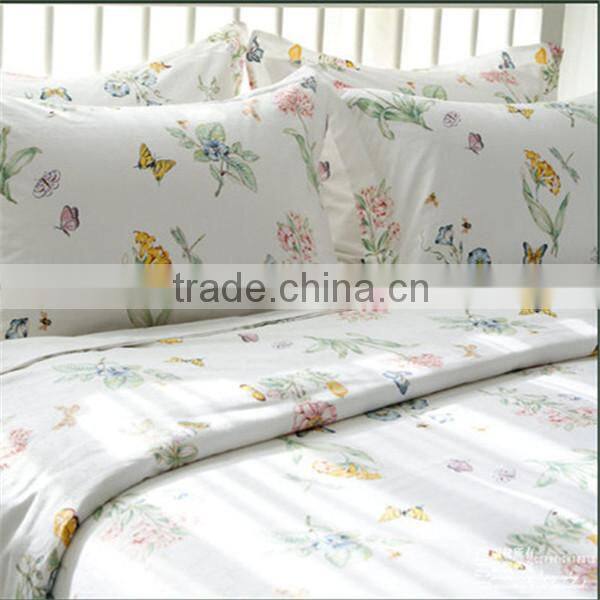 Elegant design cotton home flower butterfly print bedding set