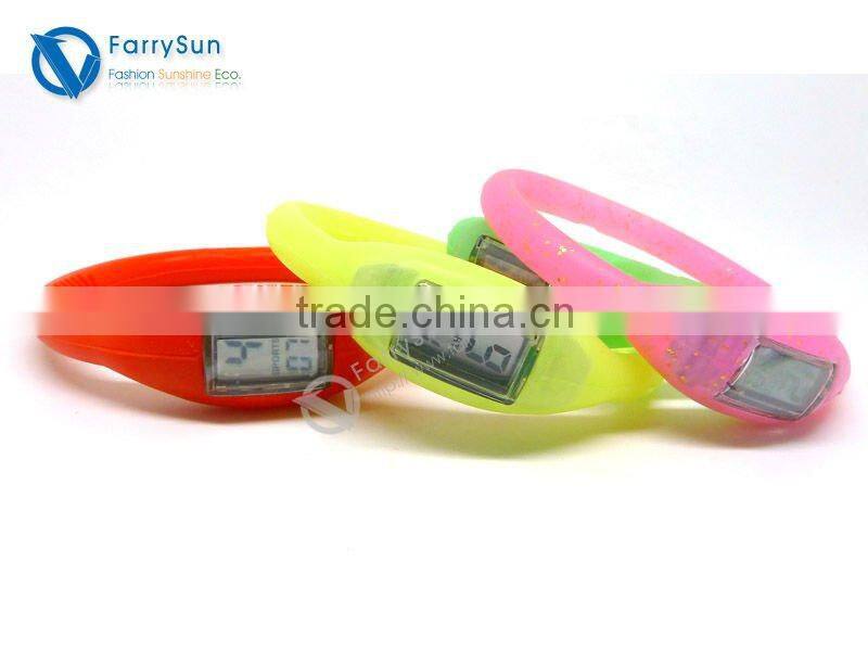Trendy bright shining eco-friendly silicone mini watch