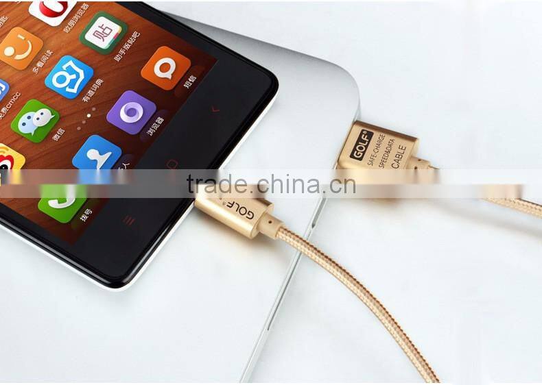 Wholesale Golf 2.1A Quick Charger Nylon USB Cable For Samsung S5 S6 1.5M Micro Braided Wire USB Data Cable For Android TB-0373