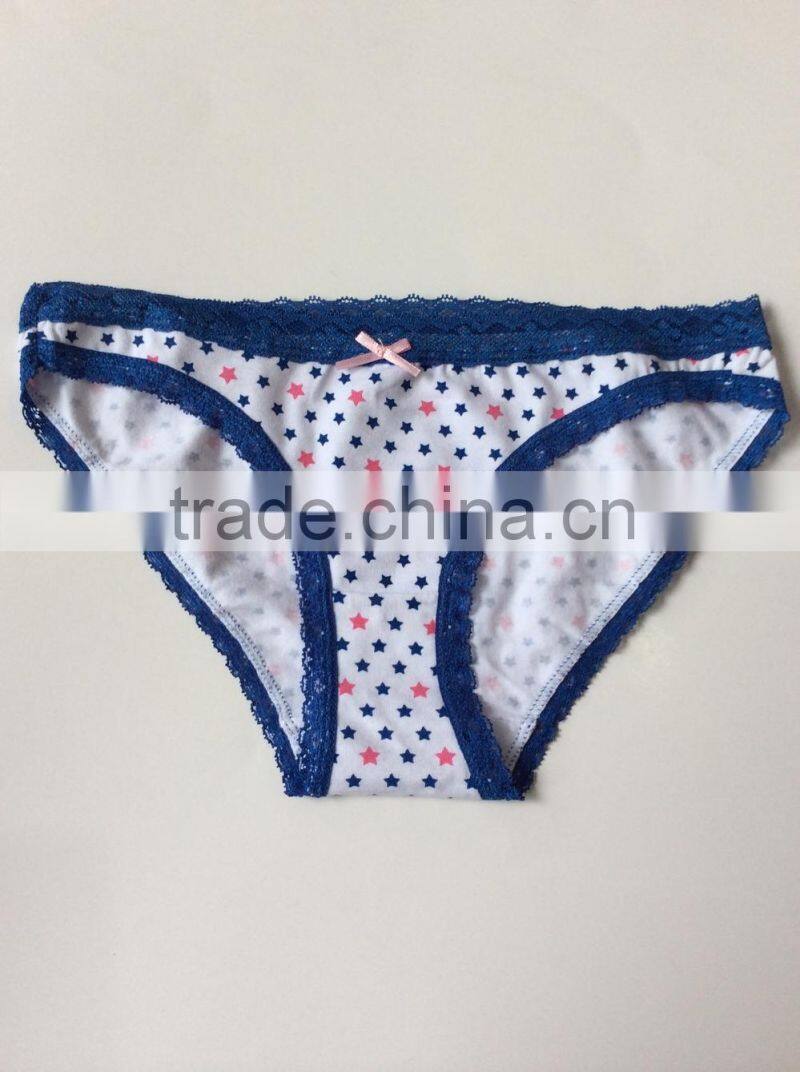 2015 Hot Sale Top Quality Brief Samll Star Underwear Newest Girl Underwear