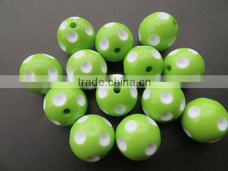 Loose Light blue Chunky Resin Polka dot Beads 24mm ,for Chunky Jewelry Necklace Making