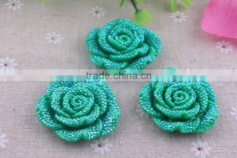 Mixed color Cheapest shiny popular rhinestone resin flower beads!resin large plastic flower beads with hole in bulk!