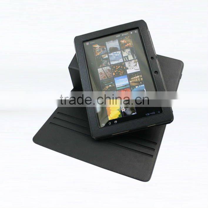 2014 Hot sale BLACK Leather Folio Cover for Asus TF201 10.1inch, Folio Smart Cover, Leather Case