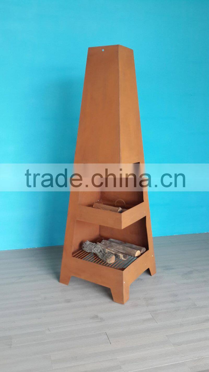 Outdoor Steel fireplace chimney with rust color