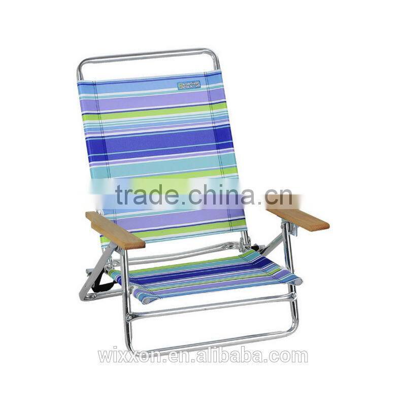 Wooden Armrests Shoulder Straps Folding Beach Chair With Sunshade