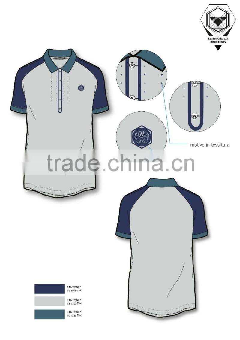 ODM service men's polo shirt Italy design with placket and button