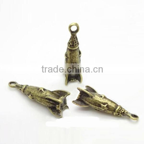 Antique Bronze Double Sides and 3D Rtro Metal Rocket Charms