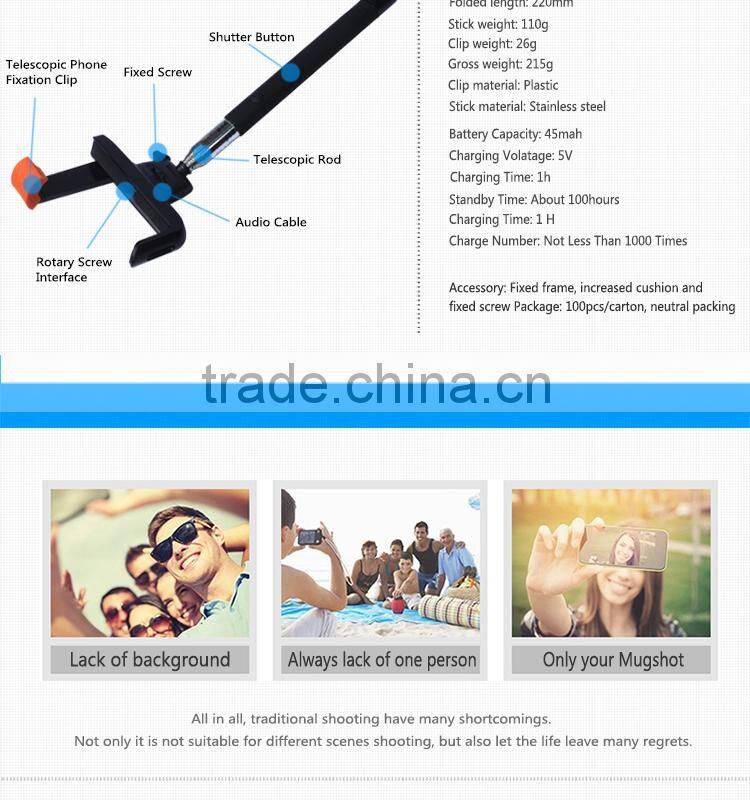 2015 Hot Selling Bluetooth Smartphone Self Timer,Selfie Bluetooth Monopod (NT-BZ001-BT)