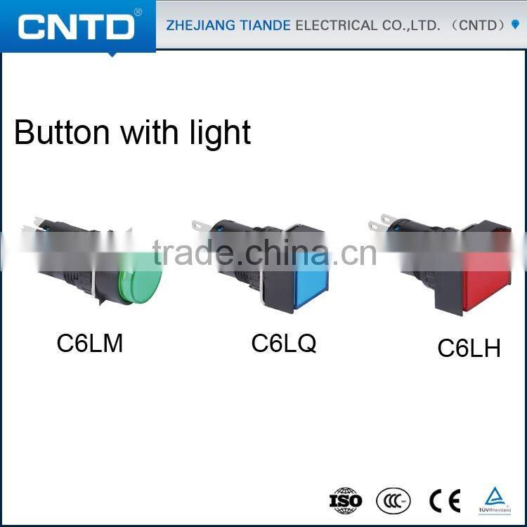 CNTD 16mm Stay Put Momentary Push button Switch With LED Square C6LQ