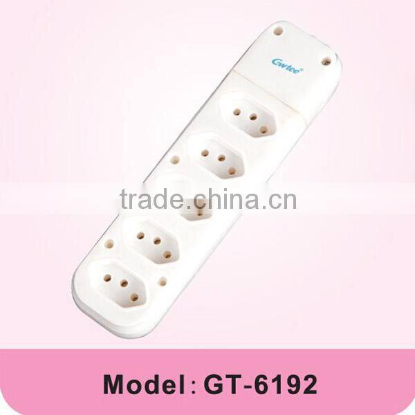 6 outlet Brazil type power extension socket with single switch and fuse