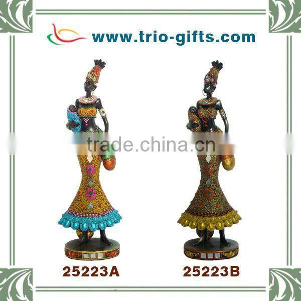 African decorative polyresin women figurine