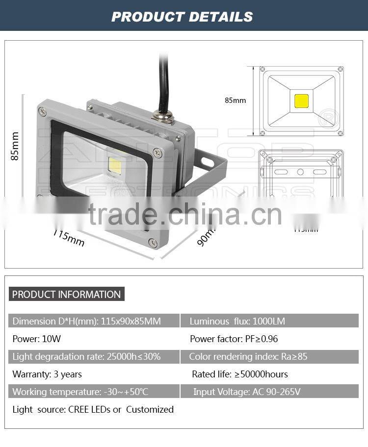 IP67 Waterproof cob aluminum 10w mini led flood light