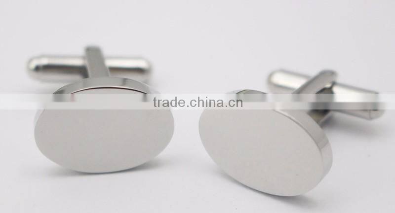 Personalized Your Logo Sliver Oval Blank Cuff Links