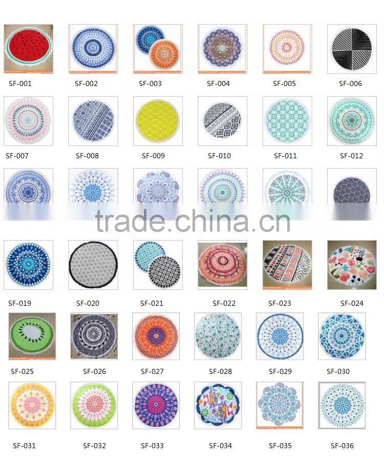 China supplier custom print round beach towels 480 gsm cotton for sale