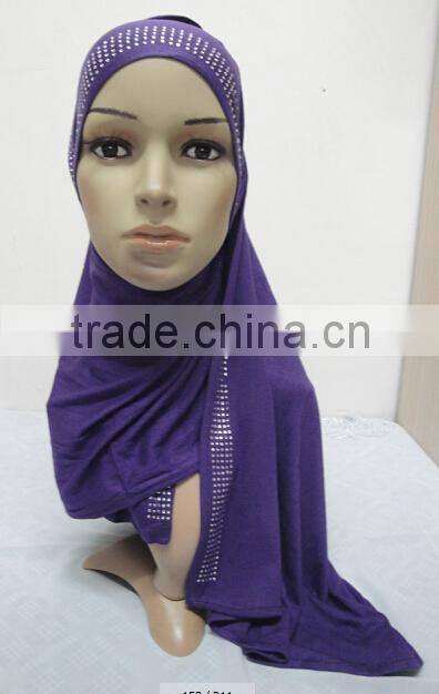 JL072 latest cotton jersey scarf with rhinestones