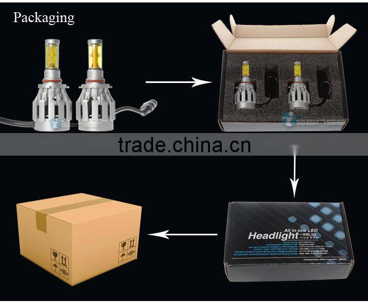 Car LED XM-L2 Headlight DC 12V 2000lm 9005 Headlight with Yellow Cover