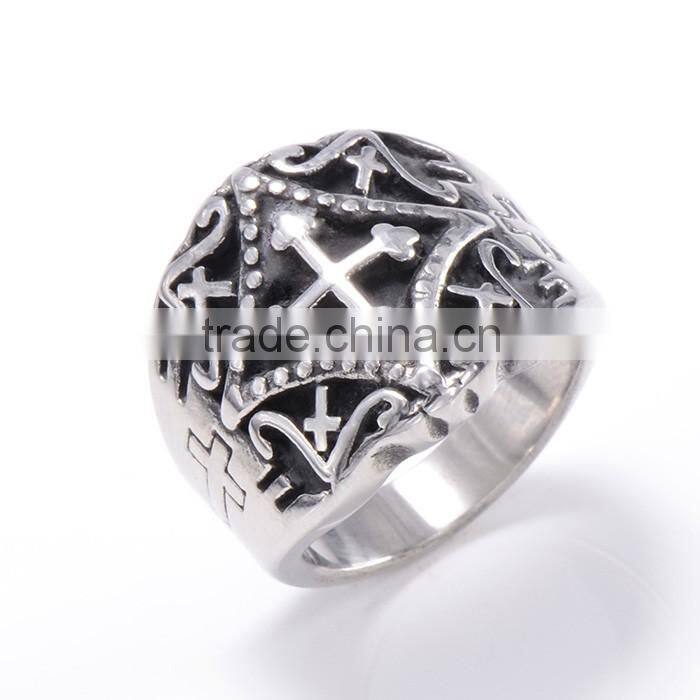 Wholesale titanium steel jewelry fashion engagement men's cross ring