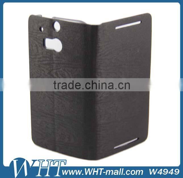 Hot Sale Wood Design Wallet Leather Case for HTC One M8, for HTC One M8 Leather Case