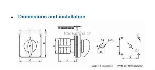 LW26 series 3pole 2 position 220V 380V changeover CE certificated best price 125A rotary switch