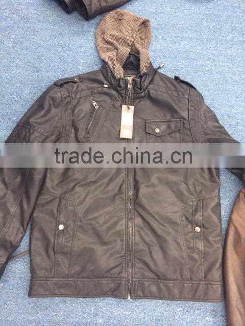 men hoody leather pu jackets