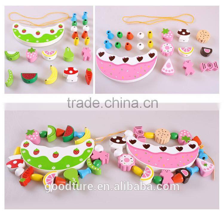 Wooden Crescent Balance Fruit And Cake Stringing Beads Game