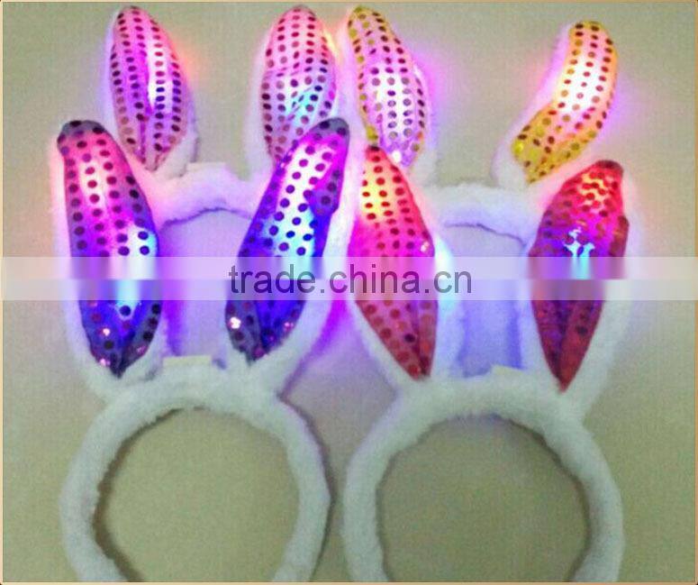 Cute Nightclub led light up plush bunny ears headbands
