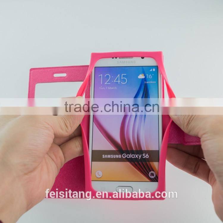 Made in china Flip stents leather with silicone cellphone cases Apply to 4.3 4.7 5.0 5.5 6.0 inch phones