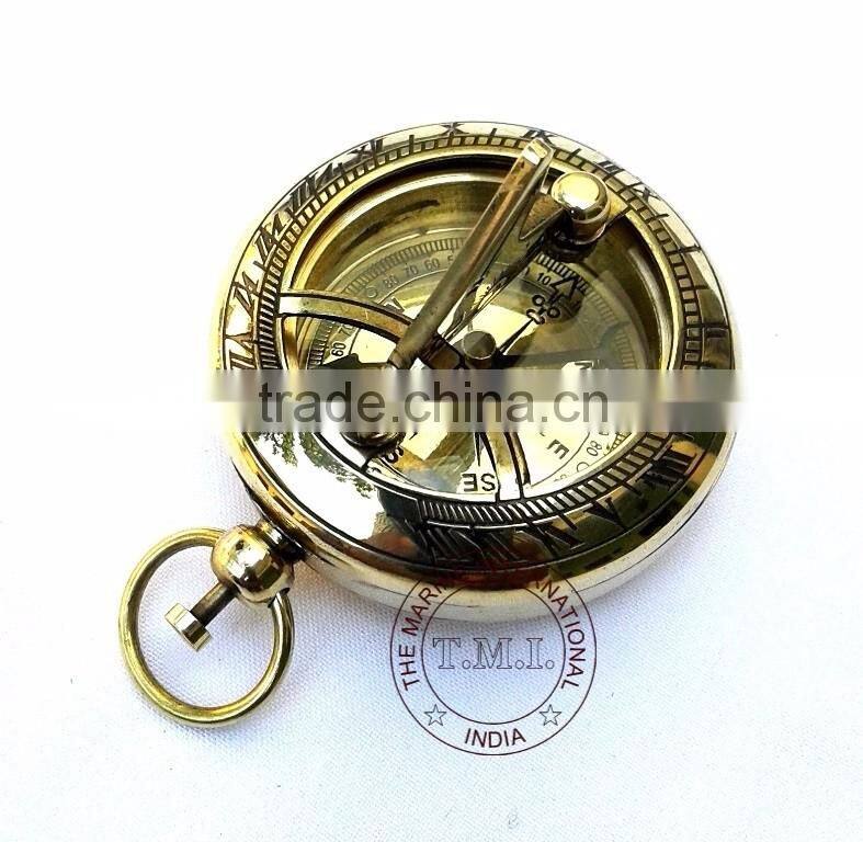 BRASS SUNDIAL COMPASS - NAUTICAL SUNDIAL COMPASS - DALVEY STYLE SUNDIAL COMPASS