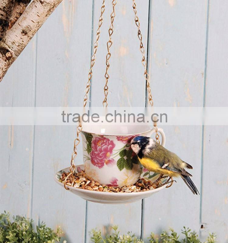 Hanging teapot ceramic bottle bird feeder