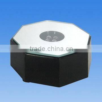 Black rectangle plastic LED light base with power adaptor for crystal display