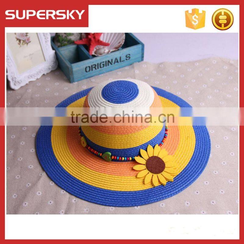 K-114 Flower Women Ladies Floppy Bohemia Straw Hat Wide Large Brim Sun Summer Beach Cap Hat