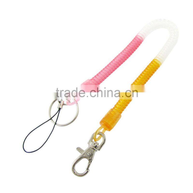 YIWU Factory Stretchy Spring Coiled Strap Lobster Clip Retractable Spiral Coil Cable/Tool Lanyard