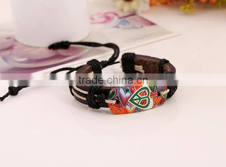 promotional custom leather bracelet, leather cord for jewelry