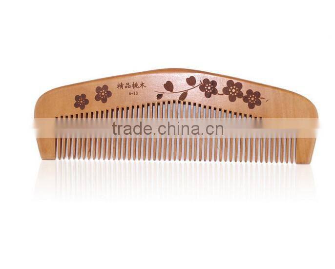Hot sale OEM peach wood pocket size personalized hair comb
