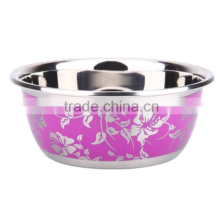 Color engraved stainless steel kitchen utensils bowls