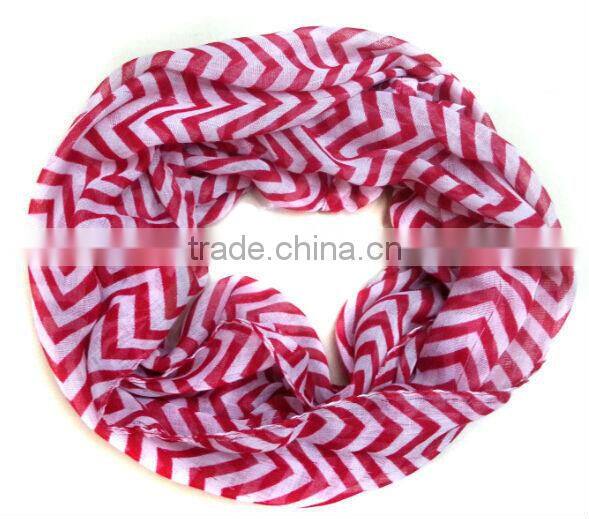 Chevron printed fashionable young girl tube blended cotton polyester infinity scarf
