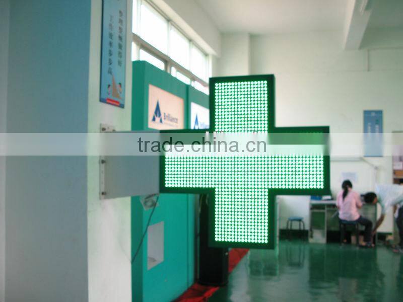 Outdoor Green 3D LED Pharmacy Cross for pharmacy shop